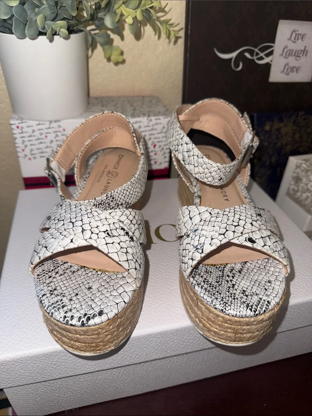 Chinese Laundry Snake Print Espadrille Platform Sandals Size 6.5 | NWOT
